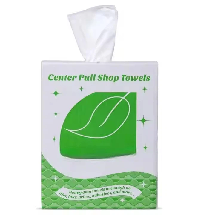 White Shop Towels Heavy Duty PET And Wood Pulp Industrial Cleaning Wipes Nonwoven Disposable Wiper